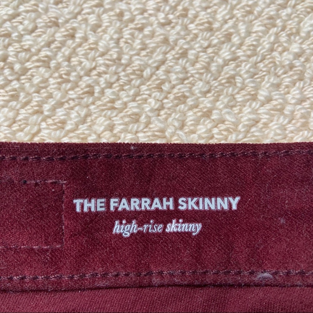AG Farrah skinny high rise red velvet jeans! - Picture 3 of 4
